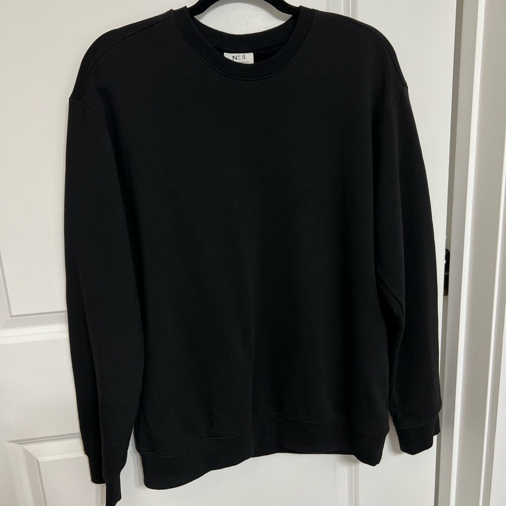 H&M Men’s Black Fleece Crewneck Sweatshirt Size Small Like New